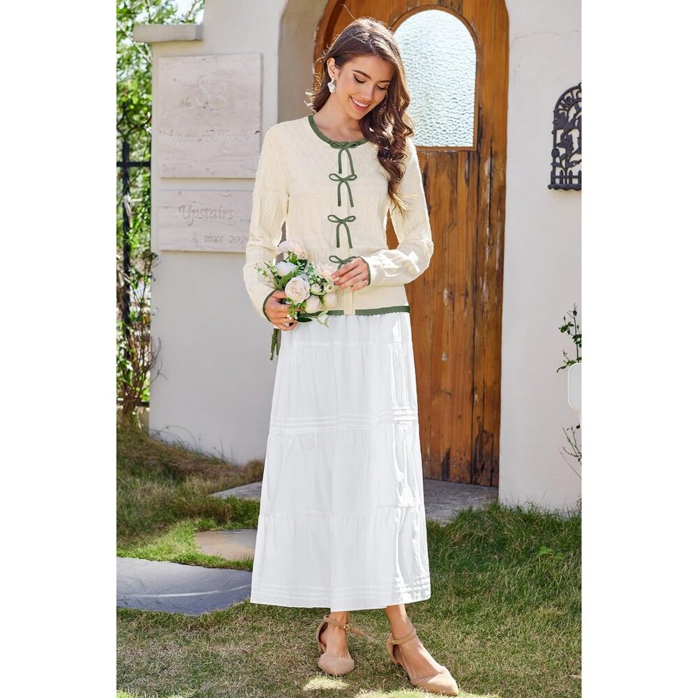 Women’s Bow Sweaters Fall Color Block Casual Card… - image 7